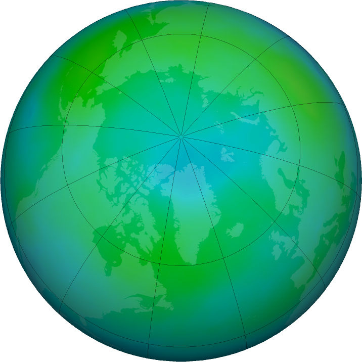 Arctic ozone map for September 2019